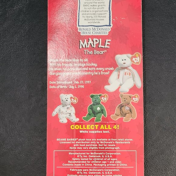 Ty Beanie Babies Complete Set (4) with Rare Tag Error 1999 McDonald's Erin Brita - Picture 9 of 10